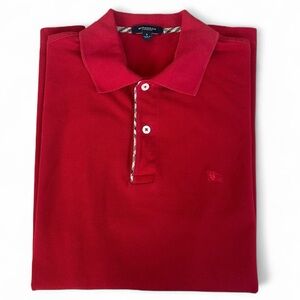 VTG Burberry London Red Polo Shirt Nova Plaid Embroidered Logo Men’s S (UNISEX)